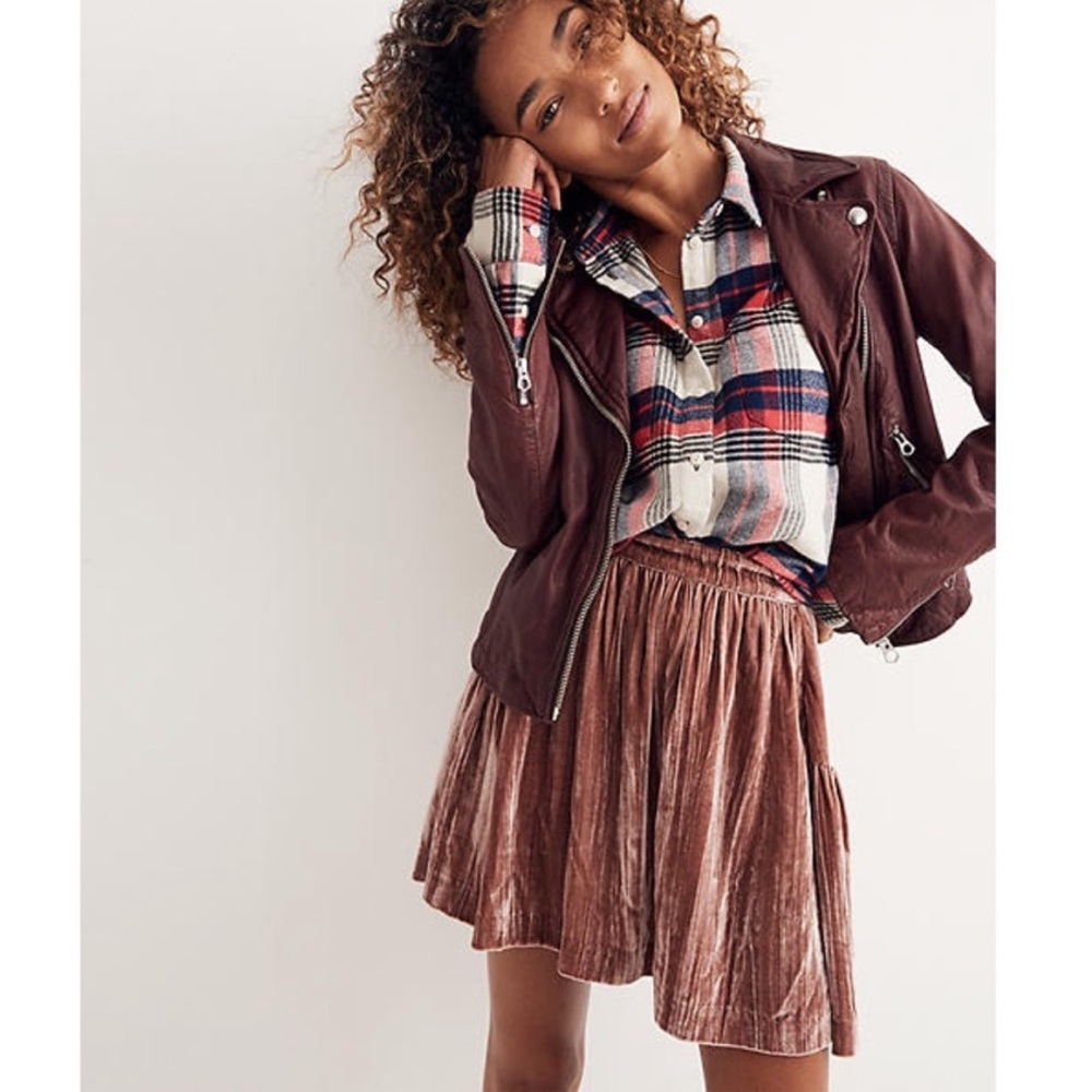 Madewell crushed velvet skirt
